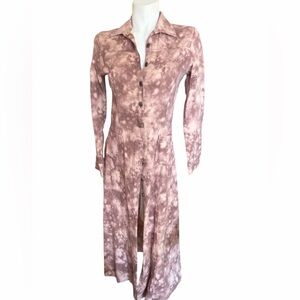 Elegant Tie-Dye Long Sleeve denim trench coat